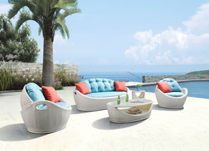 Luxury Backyard wicker sofa set, Luxury Backyard wicker dining set, patio rattan chaise lounge